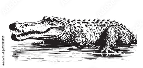 Crocodile sketch hand drawn in doodle style illustration