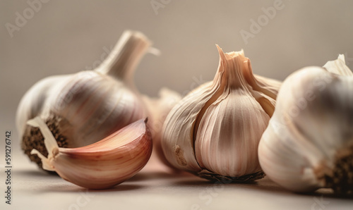 garlic on a white background photo