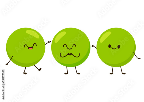 Peas character design. Peas on white background.