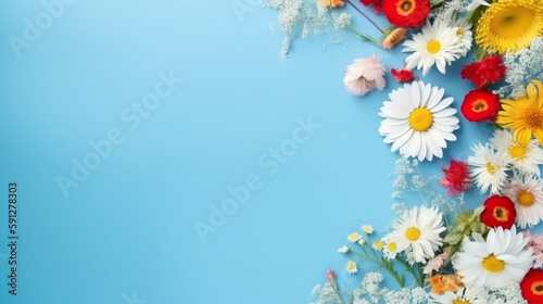 summer flowers on a blue background with copy © GS Edwards Studio