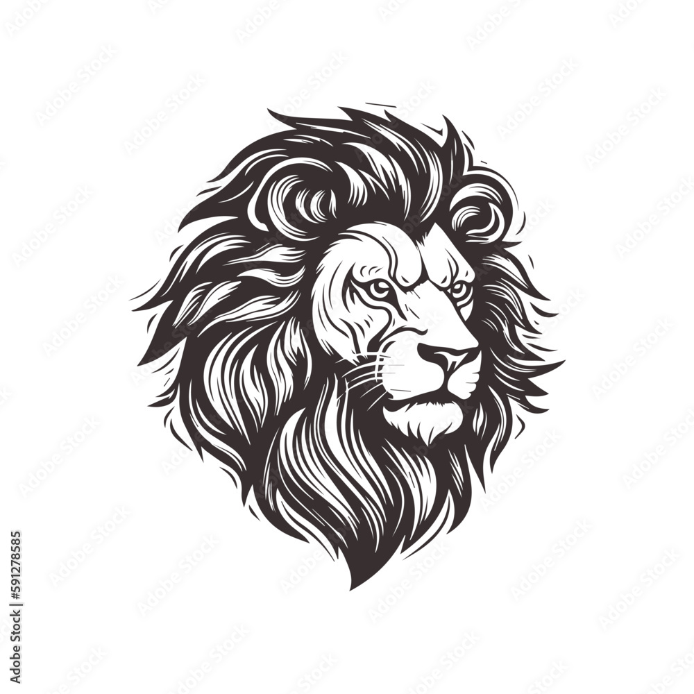 Fototapeta premium Abstract Lion Head Logo Design with Line Art Graphic Style.