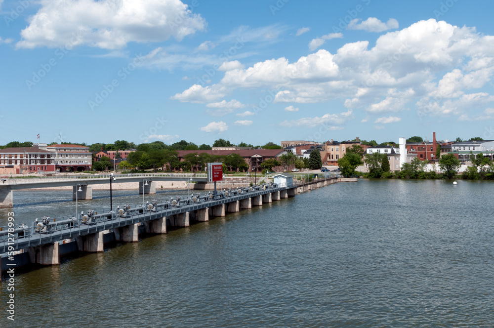 Dam On Fox River At De Pere, Wisconsin Dam On Fox River At De Pere, Wisconsin
