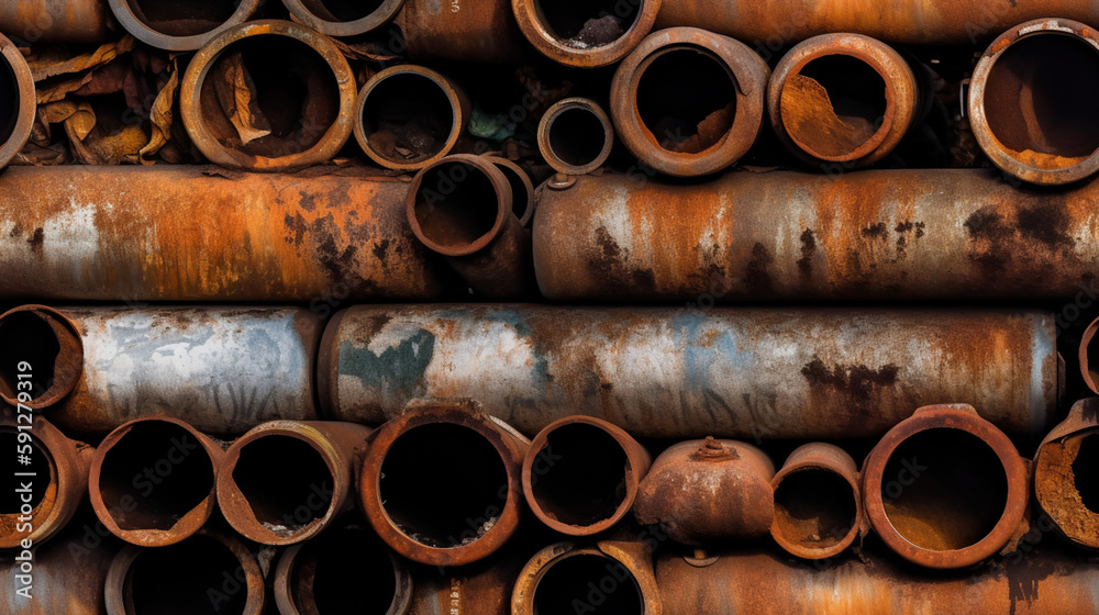 Rusty Pipes Seamless Repeating Pattern Texture, Generative AI
