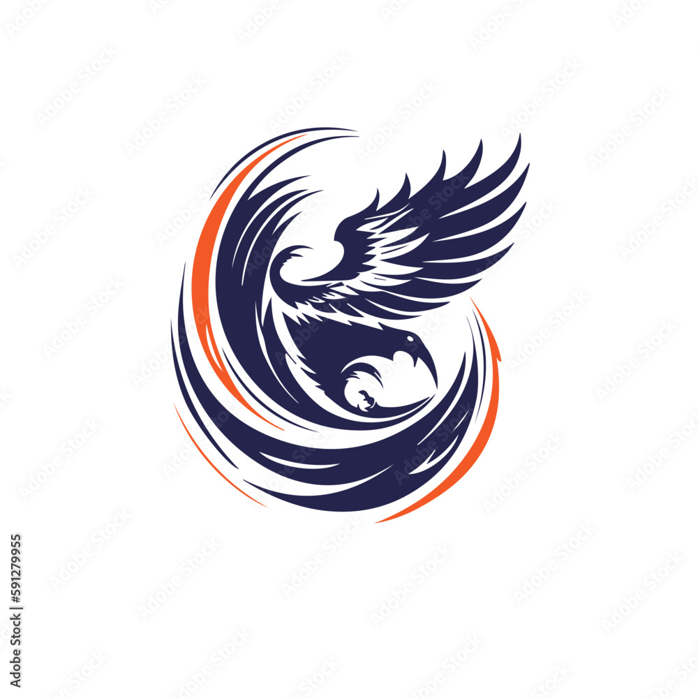 Abstract Phoenix Bird Logo Design with Stylish Lines Art Graphic Style. Abstract Phoenix Bird Logo Design with Stylish Lines Art Graphic Style.