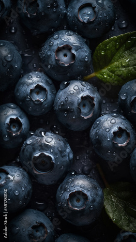 Blueberries. Created with Generative AI.