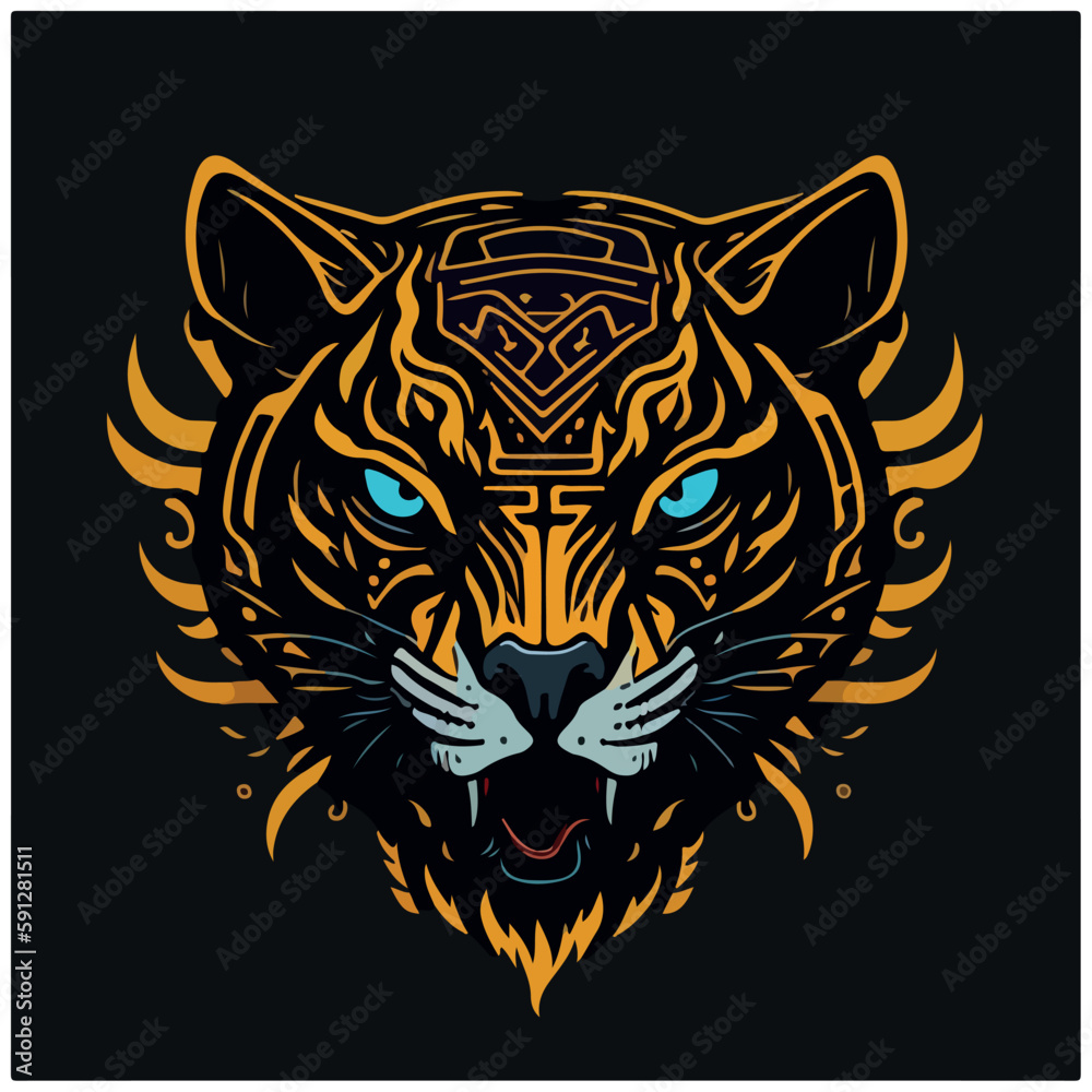 vector image tiger icon with black background