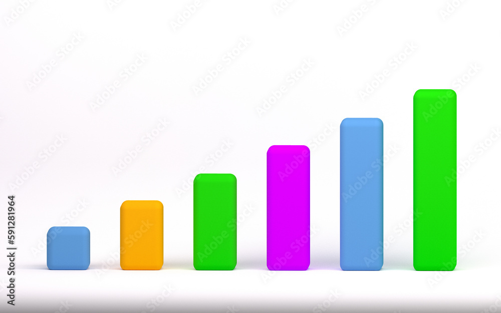 Colorful graph. under creative solution concept in 3D render on white background. 3d goal for business, bank, finance. 3d investment graph render illustration Colorful graph. under creative solution concept in 3D render on white background. 3d goal for business, bank, finance. 3d investment graph render illustration