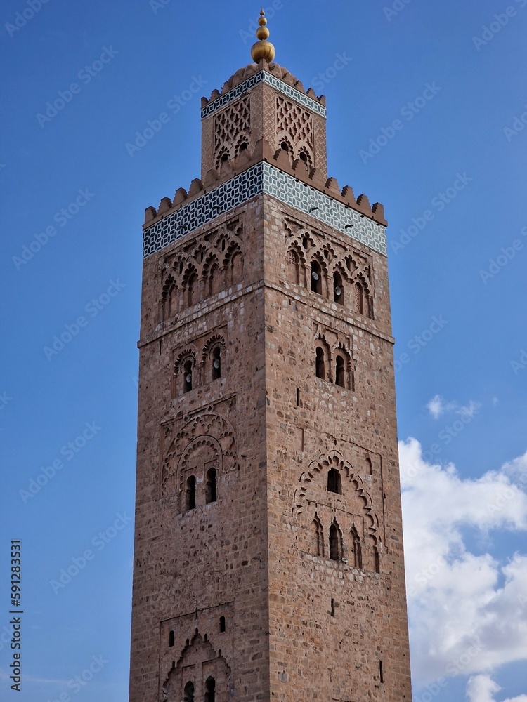 minaret of the mosque in marrakesh