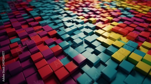 Abstract Squares Background  High quality  Colorful  Light and bokeh. Generative ai