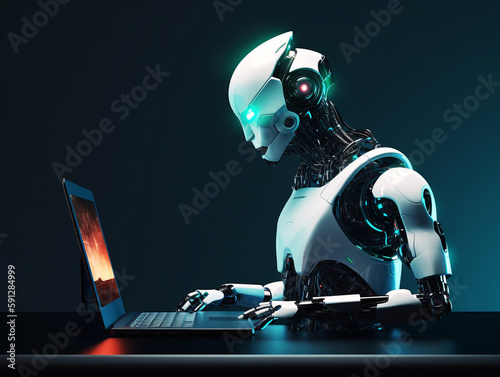 Futuristic Artificial Intelligence , Robots using Technology, UI Design, created with Generative AI