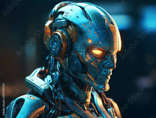 Futuristic Artificial Intelligence , Robots using Technology, UI Design, created with Generative AI