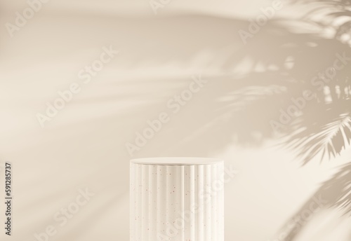 White empty podium or pedestal for product presentation in white background. 3d rendering