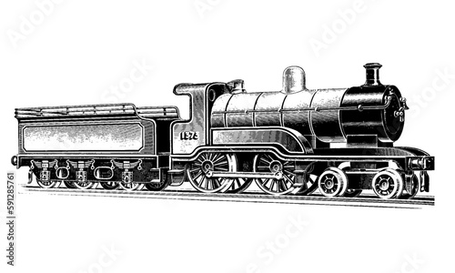 steam locomotive isolated on white