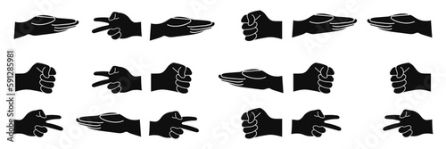 Rock Scissors Paper. dispute Draw. Vector illustration on a white background.