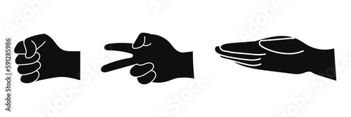 Rock Scissors Paper. dispute Draw. Vector illustration on a white background.