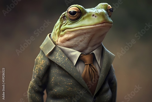 Portrait of a Frog dressed in a suit - Generative AI