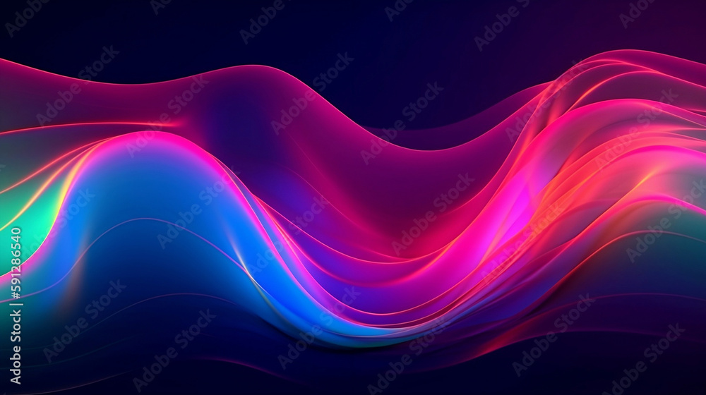 Fototapeta premium Very simple abstract fluid iridescent holographic neon curved wave in motion colorful background 3d render. Gradient design element for backgrounds, banners, wallpapers, posters and covers
