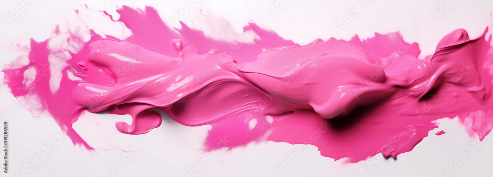 Obraz premium Abstract painting with pink brush strokes on white background with space for copy, banner orwallpaper