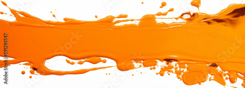 Orange watercolor brush stroke. Paint spot on a white background