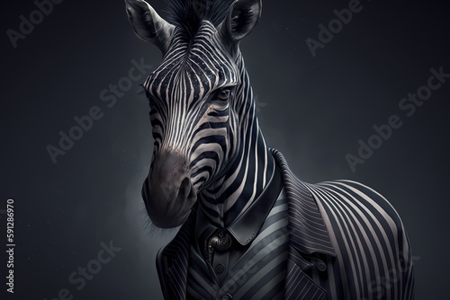 Portrait of a Zebra dressed in a suit - Generative AI