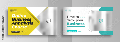 Youtube thumbnail template design for youtube videos video thumbnail video cover template, editable vector illustration