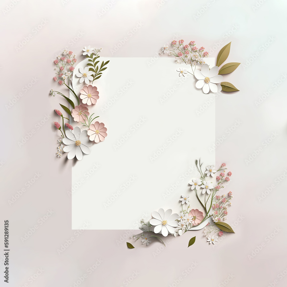 Card with flower frame, Generative AI Card with flower frame, Generative AI