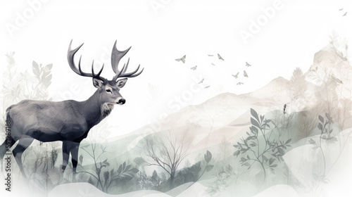 Ethereal deer illustration generative ai © 3D Lab Academy