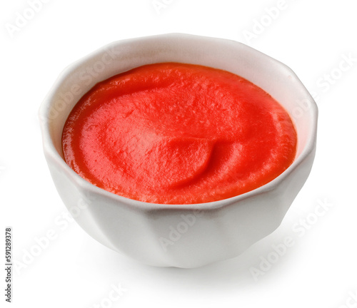 bowl of red tomato sauce ketchup