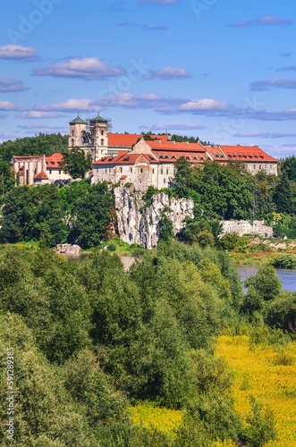Beautiful historic monastery on the Vistula River in Poland. Benedictine abbey in Tyniec near Krakow, Poland.