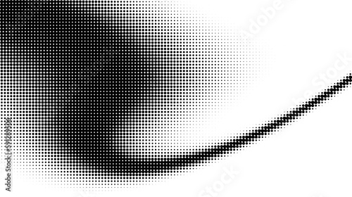 Monochrome gradient halftone dots background. Vector illustration. Big wave