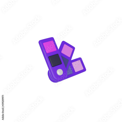 Color palette, catalog of colors 3D render icon isolated white background.