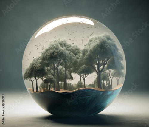Green Environment Day Background. Illustration AI Generative.