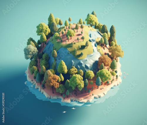 Green Environment Day Background. Illustration AI Generative.