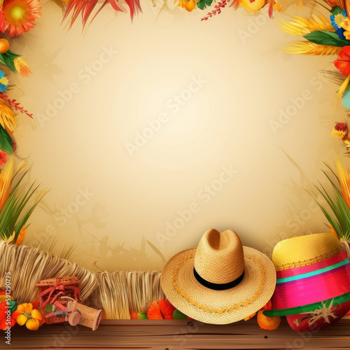 Festa Junina Holiday Background. Illustration AI Generative.