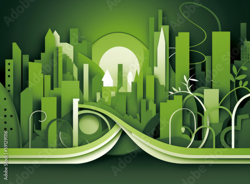 Green Environment Day Background. Illustration AI Generative.