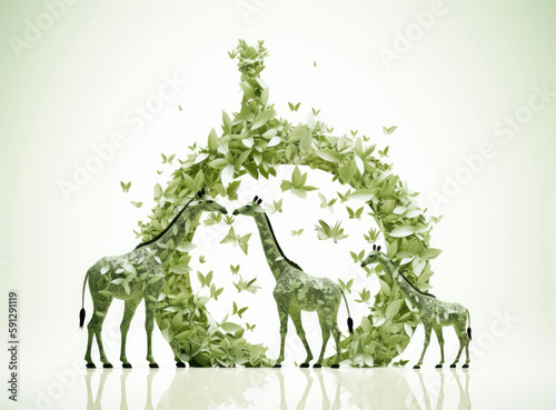Green Environment Day Background. Illustration AI Generative.