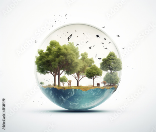 Green Environment Day Background. Illustration AI Generative.