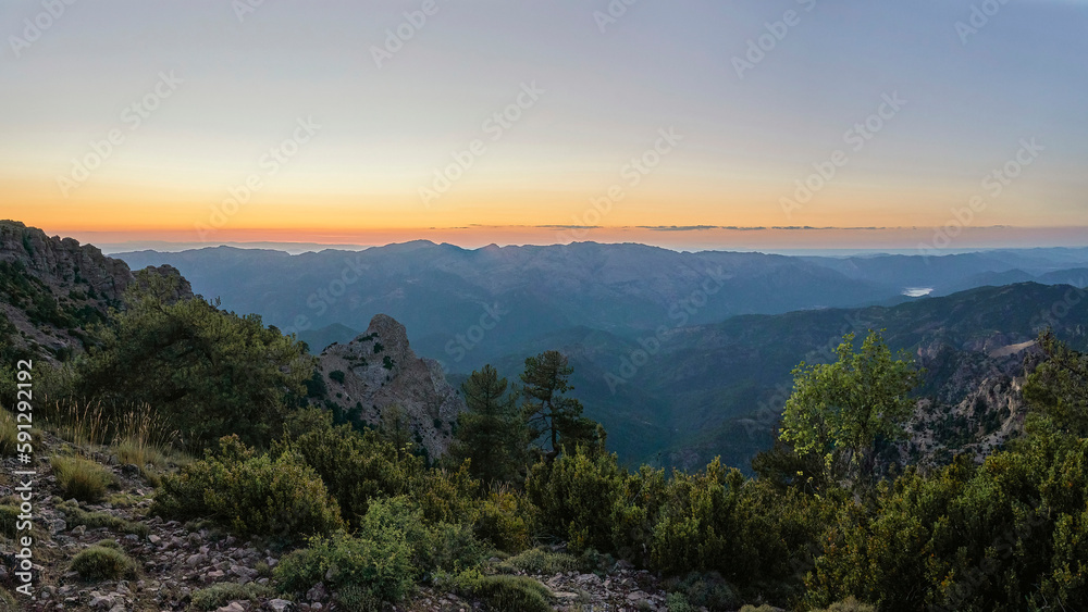 Cazorla saw. Sunset in the natural park of the Sierra de Cazorla, Segura y Las Villas, the largest protected area in Spain. Located in the province of Jaen, Andalusia, Spain