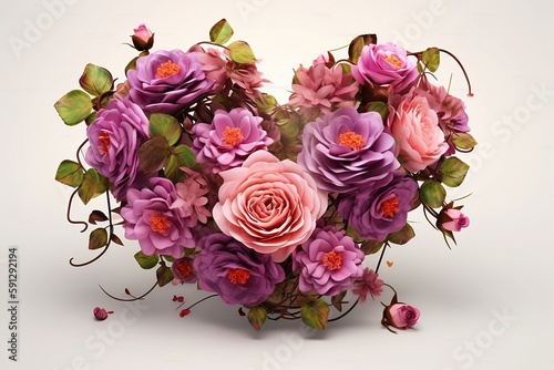 Heart shaped bouquet of roses AI generated