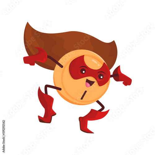 Cartoon iodine superhero micronutrient character. Isolated vector I fairytale defender personage, funny mineral or nutrient bubble in super hero cloak and mask. Comics book food supplement capsule