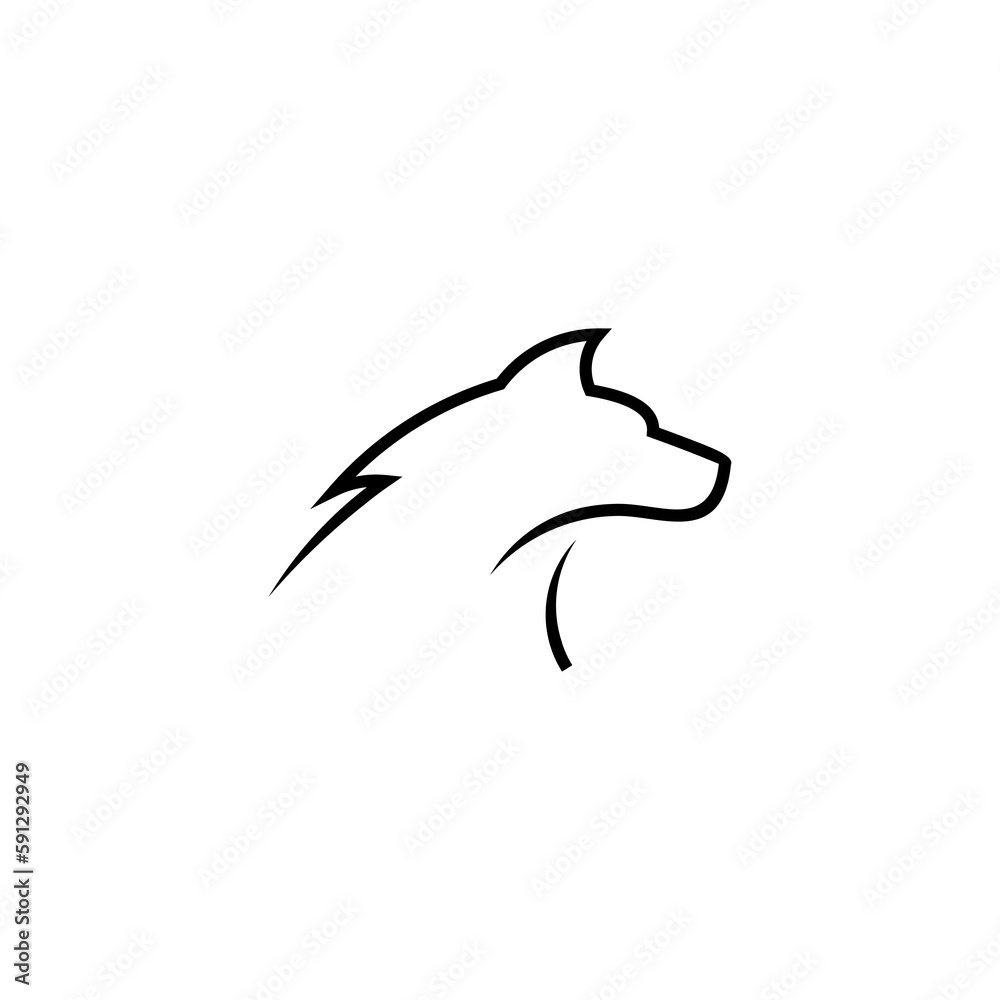 Simple Wolf Head line Art Vector Illustration

