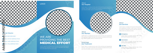 Hospital Healthcare Medicine Science Bifold 4 Page Brochure Flyer Cover Template for Doctor Promotion