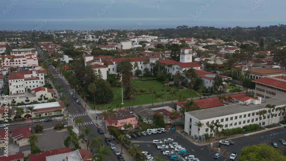 Slight parallax of the county courthouse in Santa Barbara California Slight parallax of the county courthouse in Santa Barbara California