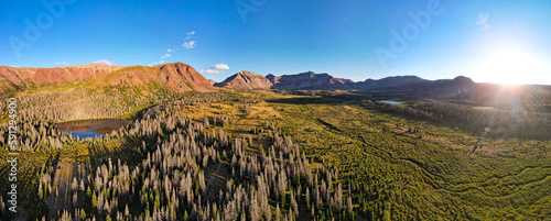 King's Peak, Utah at Sunset: 180 Degree Aerial Panorama