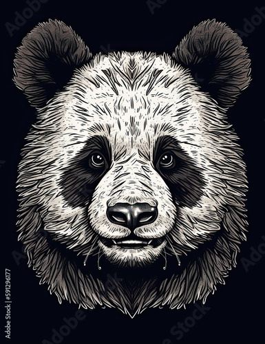 Panda Bear Logo, Paint, Water Color, Graphic Design, Logo Design, T Shirt Design. Generative AI