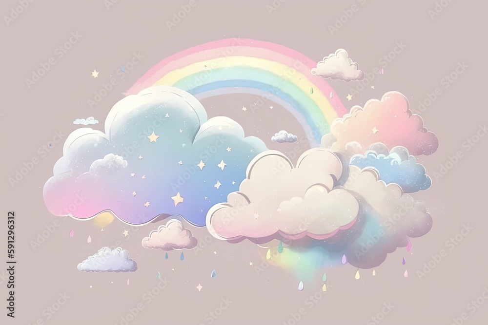 colorful rainbow stretching across a cloudy sky. Generative AI