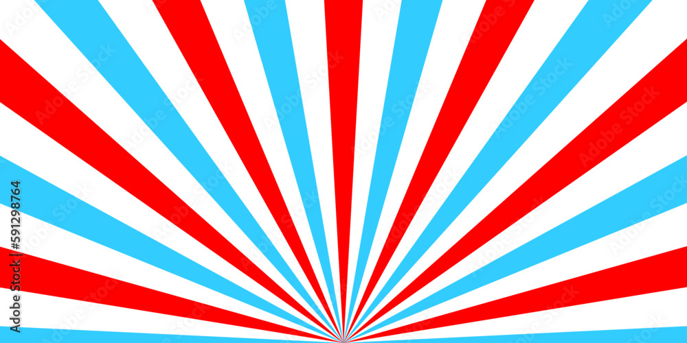 Fototapeta premium Pink and blue stipes pattern. Circus, carnival or festival background. Explosion, bang, boom, surprise comic effect. Bubble gum, sweet lollipop candy, ice cream texture. Vector flat illustration