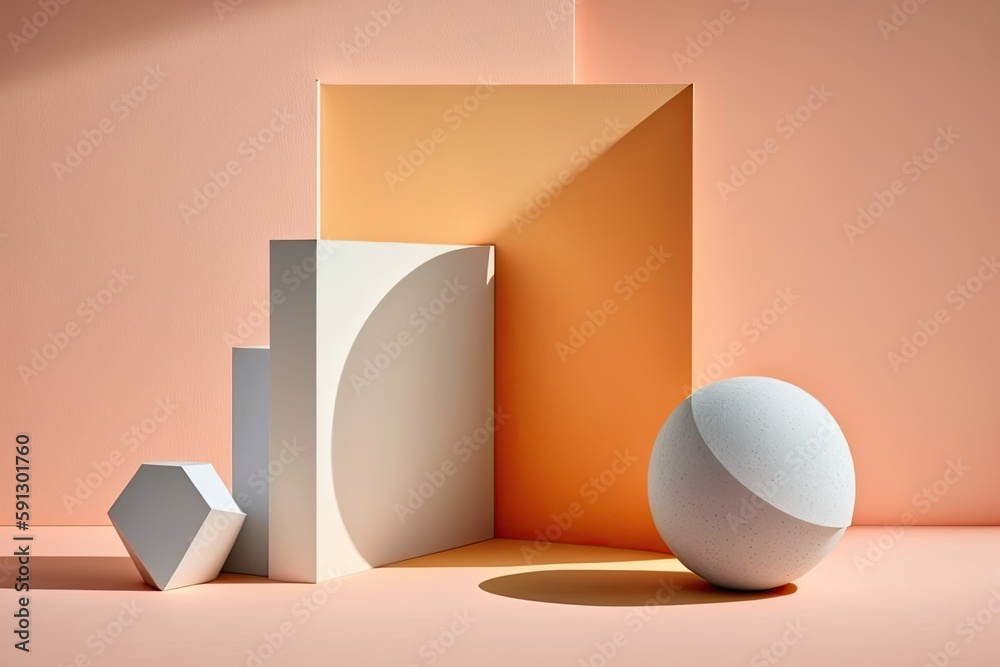 white ball and an orange and white object side by side on a surface. Generative AI white ball and an orange and white object side by side on a surface. Generative AI