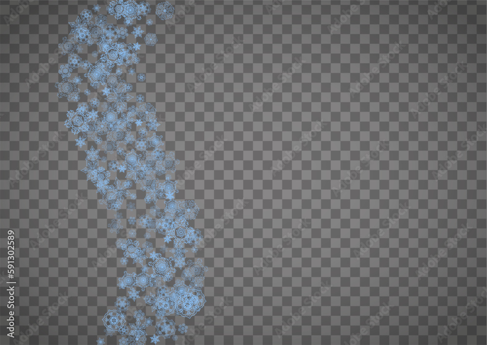 Snowflakes frame on transparent background. Christmas and Happy New Year. Isolated horizontal snowflakes frame for banners, gift cards, party invitation, partner compliment and special business offer Snowflakes frame on transparent background. Christmas and Happy New Year. Isolated horizontal snowflakes frame for banners, gift cards, party invitation, partner compliment and special business offer