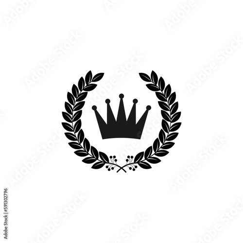 crown and wheat vector logo premium sign